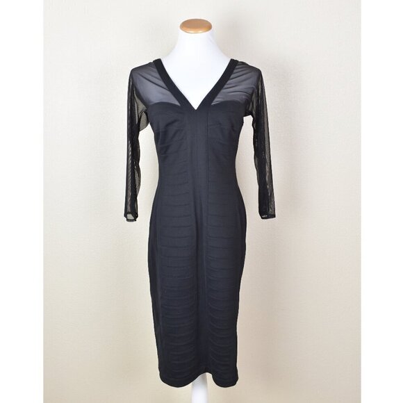 Tadashi Shoji Bandage Mesh Bodycon Sheath Formal Dress M - Picture 1 of 8